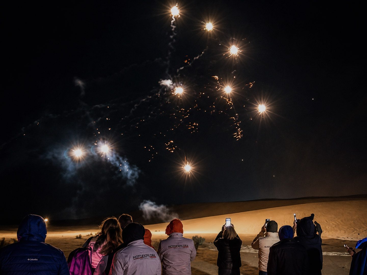 Fireworks under the stars of the Sahara