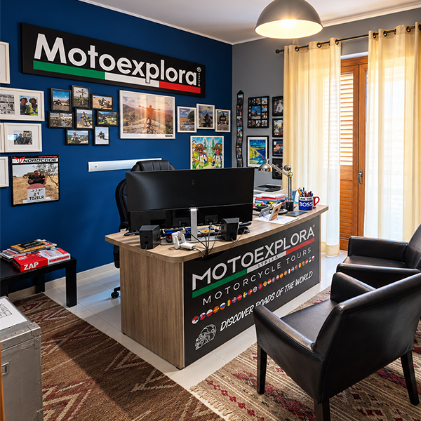 Peppe's office, full of photographs and travel memories